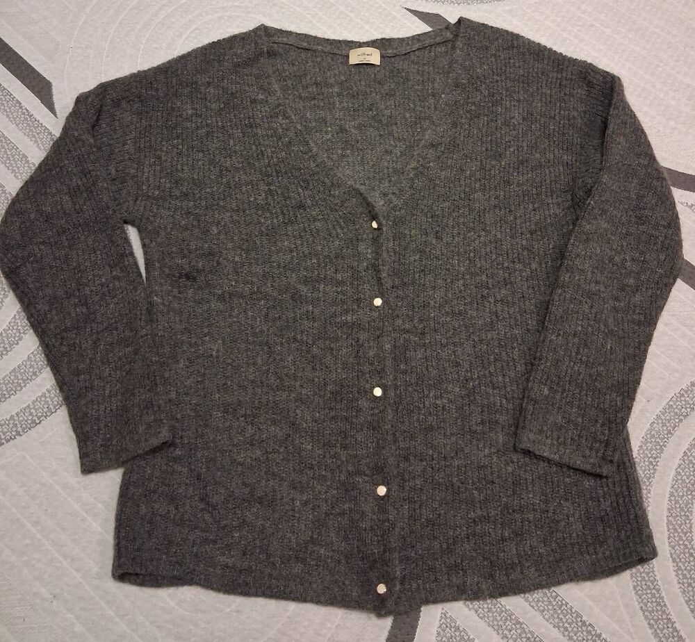 Wilfred aritzia womens medium soft alpaca wool gray cardigan sweater